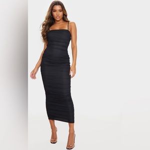 Strappy Mesh Ruched MIDI/MAXI Dress